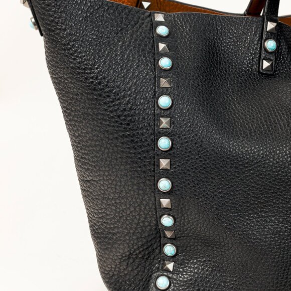 Valentino Garavani Resort 2016 Reversible Black & Brown Studded Rockstud Tote - Picture 7 of 10
